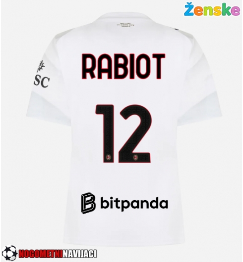 Ženske Nogometnih dresov AC Milan Adrien Rabiot #12 Gostujoči 2026-27 Kratki rokavi Ženske Nogometnih dresov AC Milan Adrien Rabiot #12 Gostujoči 2026-27 Kratki rokavi